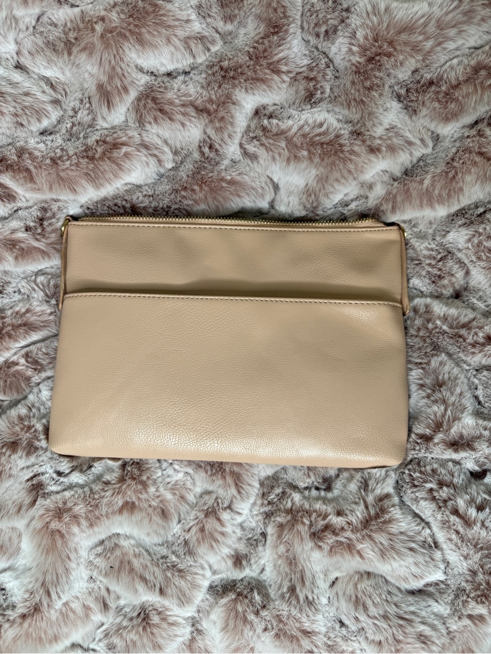 Nude & Rose Gold Faux Leather Clutch Se